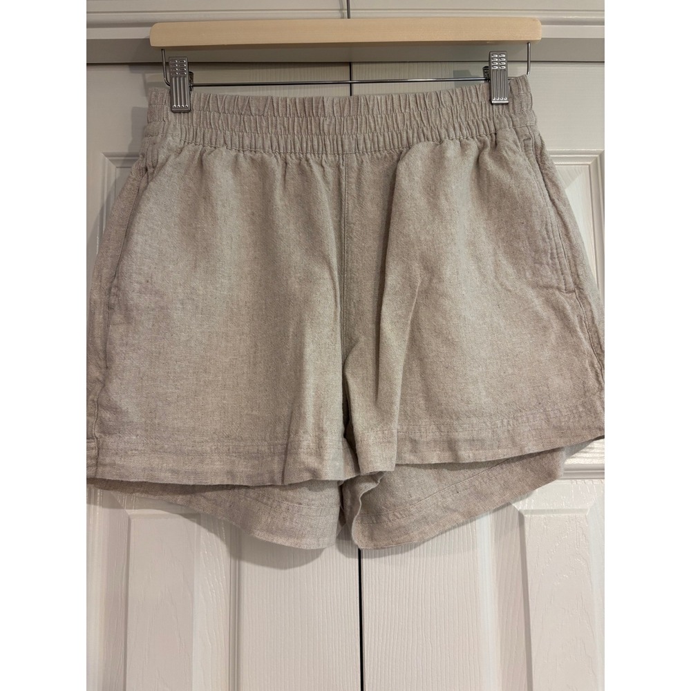 Old Navy Womens Beige Linen Blend Comfort Waistband Shorts Size S Pocketed